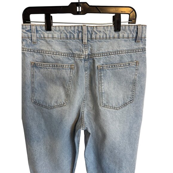 2/$30 NWT PrettyLittleThing "8" Light Blue Knee Ripped Mom Jeans Straight Leg - Picture 12 of 16